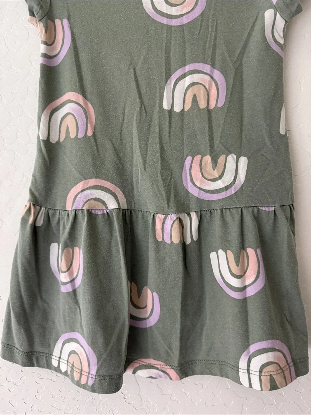 🌈 Carter's Olive Green Rainbow Dress - Size 5T